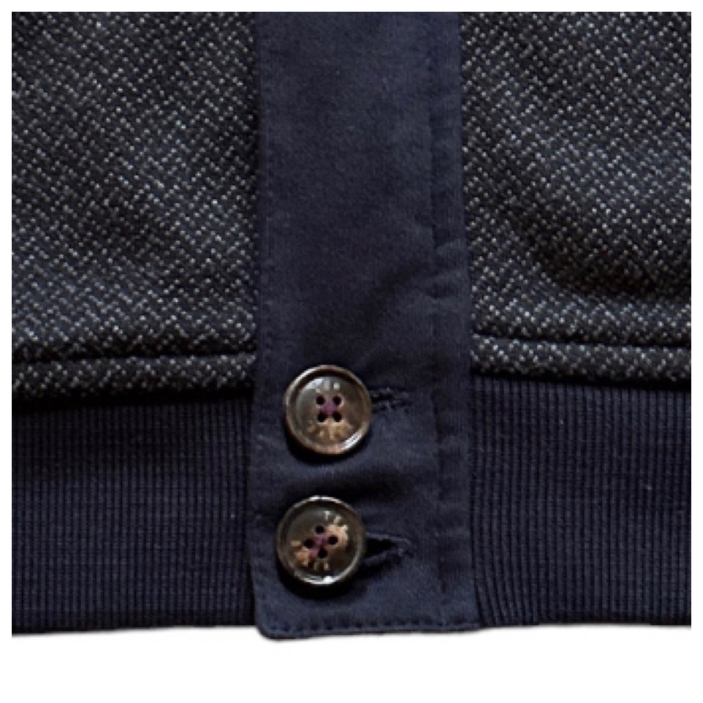 TED BAKER LONDON FULL ZIP MEN’S COTTON BOMBER STYLE KNITWEAR JACKET NAVY GRAY - Picture 6 of 12